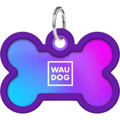Адресник для тварин WAUDOG Smart ID з QR паспортом "Градієнт фіолетовий", кістка 40х28 мм (231-4034) Вінниця