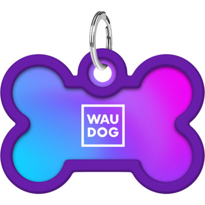 Адресник для животных WAUDOG Smart ID с QR паспортом "Градиент фиолетовый", кость 40х28 мм (231-4034) Винница - изображение 2