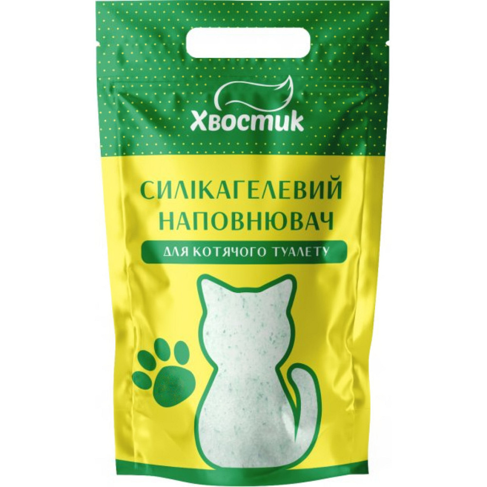 Наповнювач Хвостик силікагель дрібний з зеленими гранулами 15 л Вінниця - фото 1
