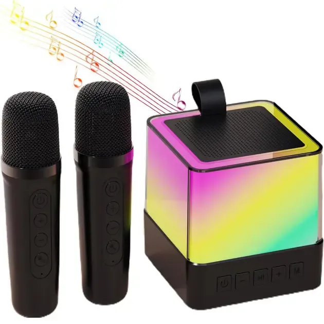 Портативная Bluetooth колонка K18 с LED подсветкой 2 микрофона черный Коломыя - изображение 1
