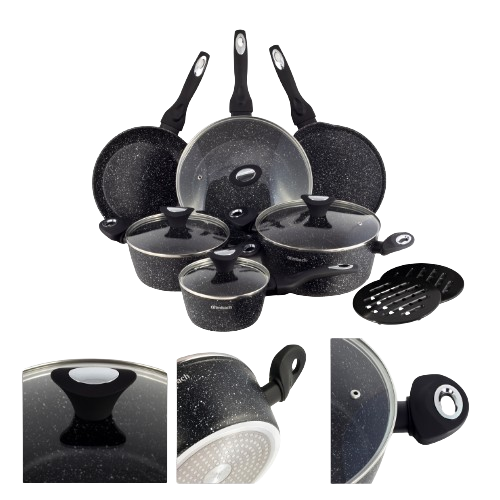 Набір посуду 12 предметів (каструлі d20-2,15л/d24-4л/ковш d16см-1,25л/сот.d28см-3,6л/сков.d24см + підставки) Житомир - фото 3