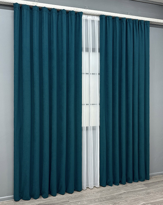 Комплект готових штор VR-Textil Мікровелюр Petek № 1494ш Смарагдовий 200х290 см 2 шт (32-341) Київ - фото 4