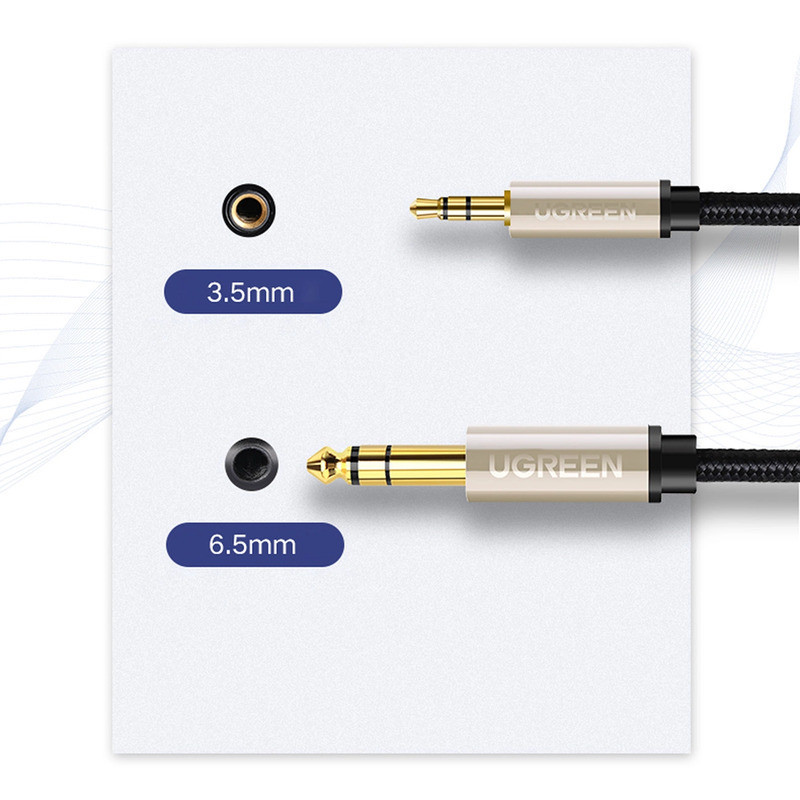 Аудиокабель UGREEN AV127 3.5mm to 6.35mm TRS Stereo Audio Cable 1m Gray Одесса - изображение 7