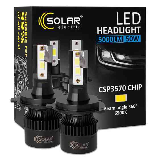 Автолампа Solar LED H4 12/24V 50W 5000Lm 6500K CSP3570 2шт Львів