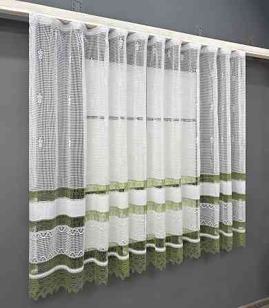 Тюль сітка VR-Textil Juli № 1875т Арка на кухню колір білий з салатовим 500х150 см (53-0153) Київ
