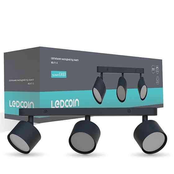 Накладний поворотний світильник Ledcoin ML411-3 під лампу чорний Харьков