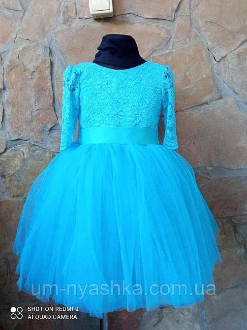 Детское нарядное голубое платье с рукавчиками 98-110 Кривой Рог - изображение 1