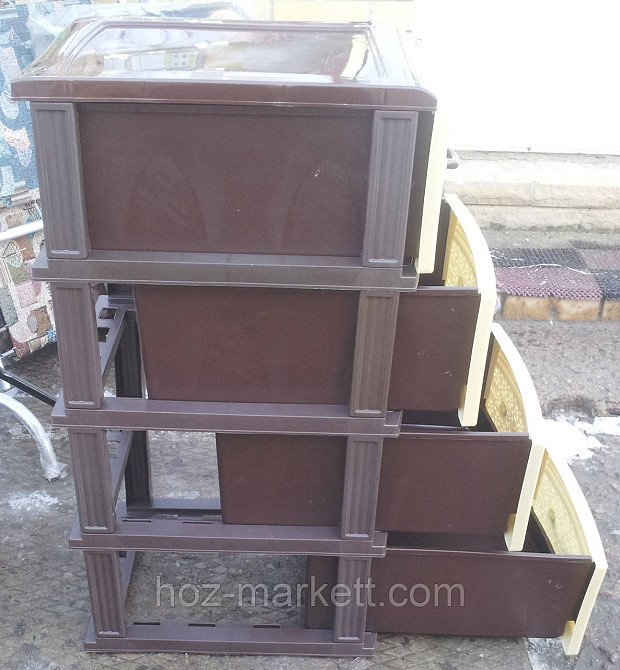 Пластиковий комод на 4 ящики бежево-коричневий Харків - фото 7