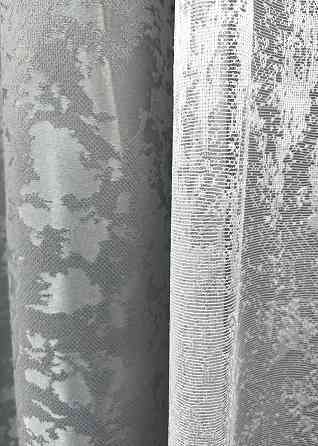 Комплект штор VR-Textil Льон Мармур 150х270 2шт і Тюль 500х270 1911ш-1400т Світло-сірий з білим 71-139/4 Київ