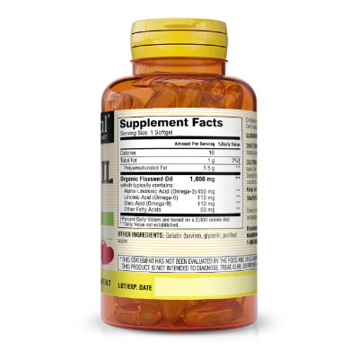 Трави Mason Natural Лляна олія 1000мг, Омега 3-6-9, Flax Seed Oil 1000mg Omega 3 (MAV13131) Вінниця - фото 2