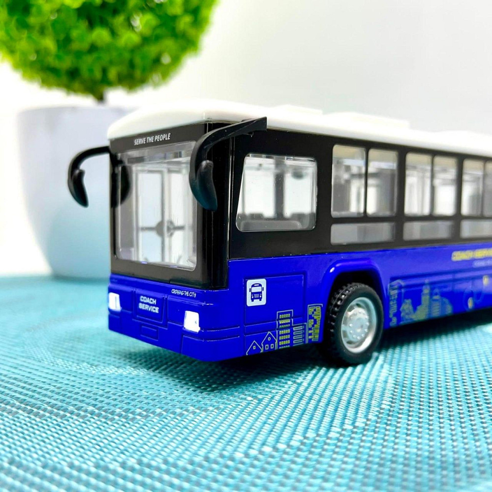 Автобус металевий з інерцією підсвічуванням та звуком відчиняються двері Синій (CLM-0771AC) Чернігів - фото 7