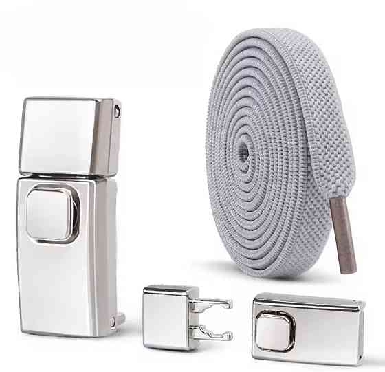 Еластичні шнурки без зав'язок з металевими застібками Сірий Смела