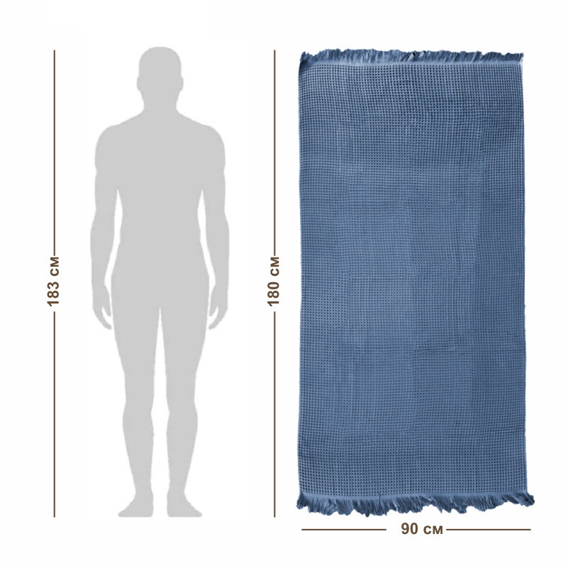 Вафельний рушник Lovely Svi - бавовна-  для ванної, готелів, спа - XXL 90х180 см -Синій (402459) Київ - фото 4