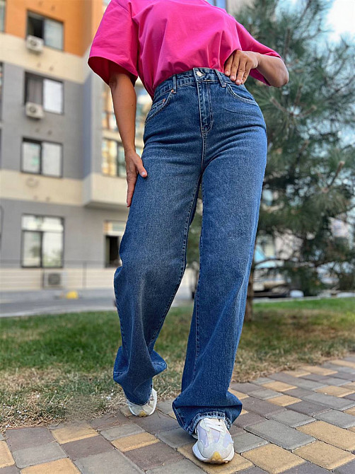 Джинси жіночі Twin 1342 straight fit jeans палаццо рівні від стегна стрейчеві, синій, 38, 38, 82 см, 106 см Київ - фото 1