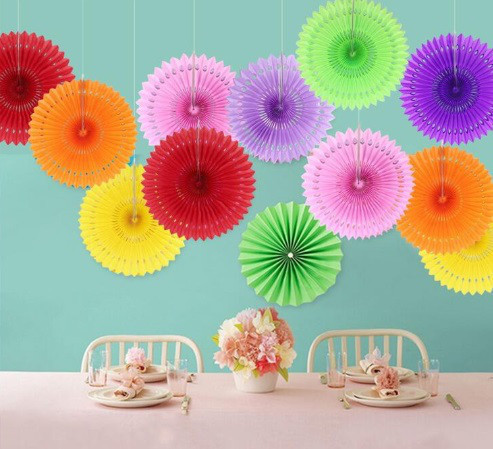 Веер бумажный для декора 25 см голубой Киев - изображение 2