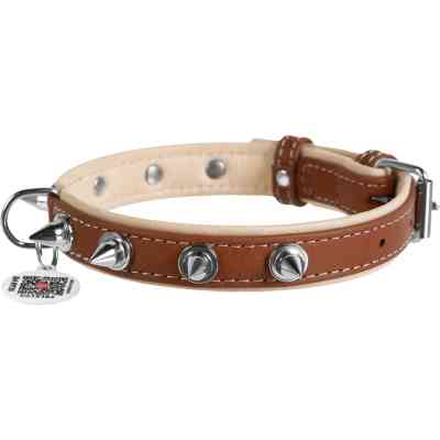 Ошейник для животных WAUDOG Soft с QR паспортом с шипами Ш 20 мм Д 30-39 см коричневый (7193) Винница