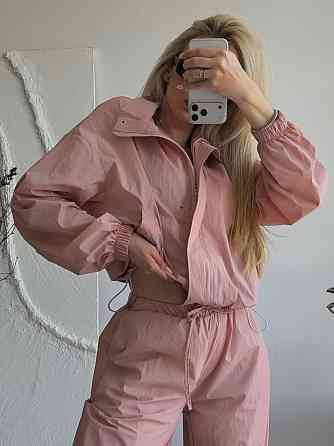 Женский стильный повседневный костюм из плащевки Пудра Одесса