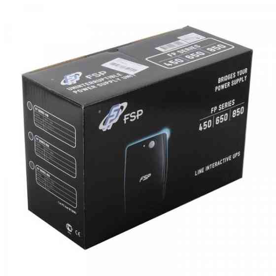 ДБЖ FSP FP650, 650ВА/360Вт, Line-Int, USB/RJ45, IEC-320-C13, AVR, Black (PPF3601405) Київ
