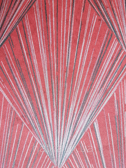 Шпалери вінілові на флізелін AS creation Metropolitan II геометрія сріблясті промені смуги на бордовому 3д Київ - фото 3