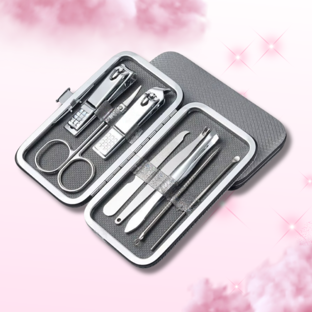 Набір інструментів для манікюру і педикюру в кейсі, пінцет, пилочка, ножиці в наборі 8 шт, колір сірий Кам'янець-Подільський - фото 2