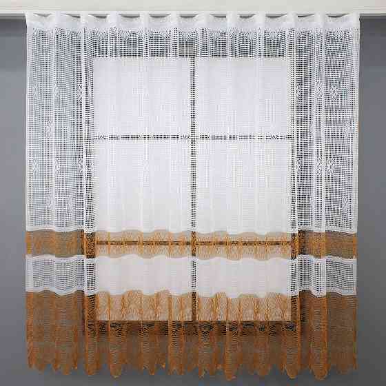 Тюль сітка висотою 1,5м, колекції "Juli" колір білий з коричневим 368т Київ