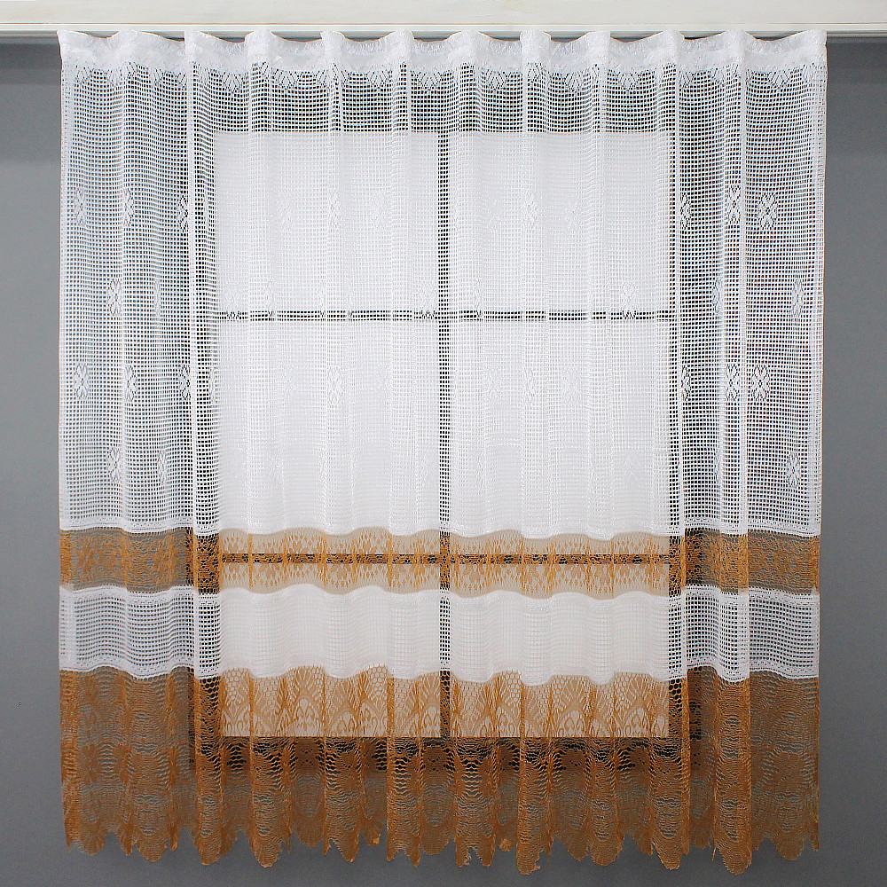 Тюль сітка висотою 1,5м, колекції "Juli" колір білий з коричневим 368т Київ - фото 1