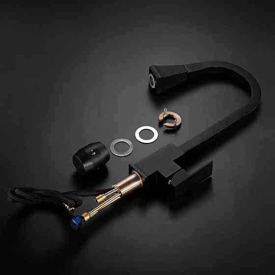 Смеситель кухонный с выдвижным сливом, однорычажный кран для раковины на кухню, латунный WanFan Черный Каменец-Подольский