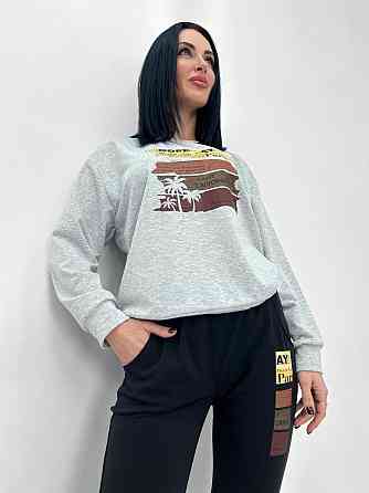 Трикотажный костюм с принтом Nopeday батал 50-52, Серый+черный Киев