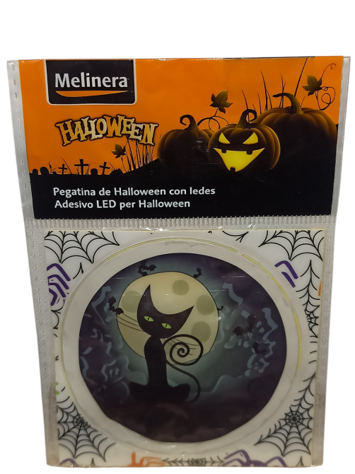 Наклейка для Хэллоуина 8 см со светодиодами Кот под луной черный Киев - изображение 3
