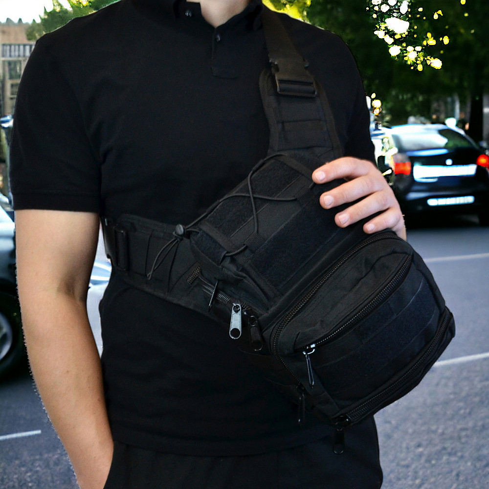 Тактична сумка для активного життя, Нагрудна сумка бананка містка, Чоловіча сумка-слінг тактична хакі VH-58 Івано-Франківськ - фото 10