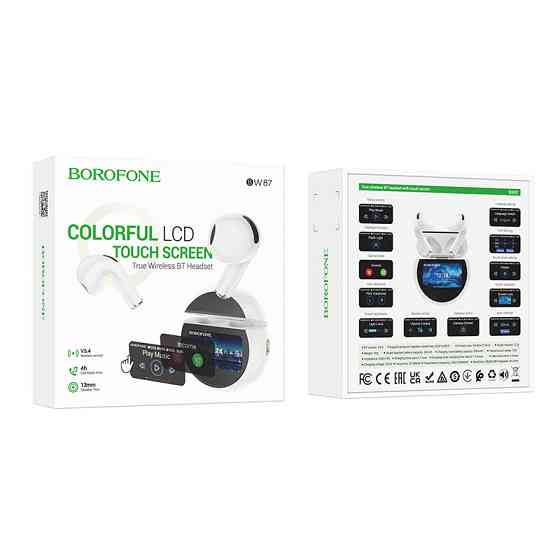 Бездротові навушники BOROFONE BW87 Mist true wireless BT headset with touch screen White Київ