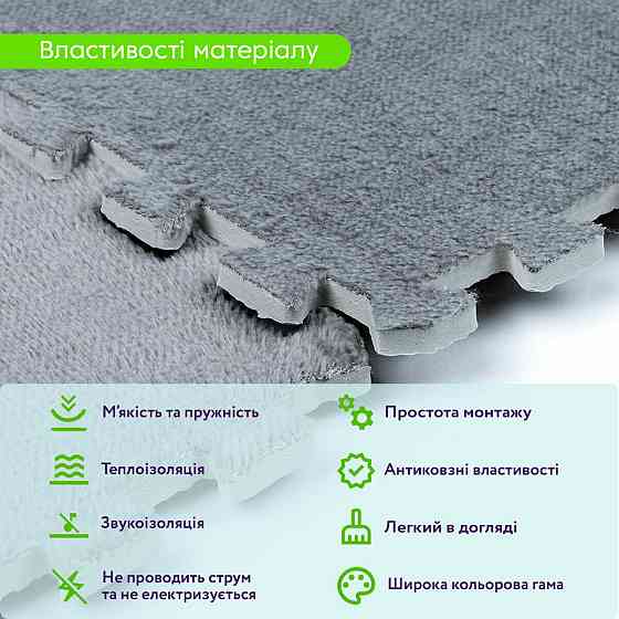 Пол-пазл плюшевый 30х30х1см Светло-серый (D) SW-00002080 Днепр