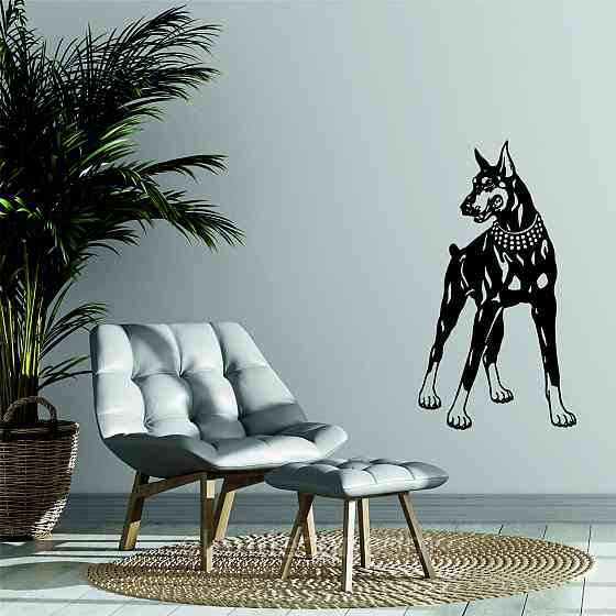 Декоративне настінне Панно «Доберман», Декор на стіну 110*59 см, Чорний Київ