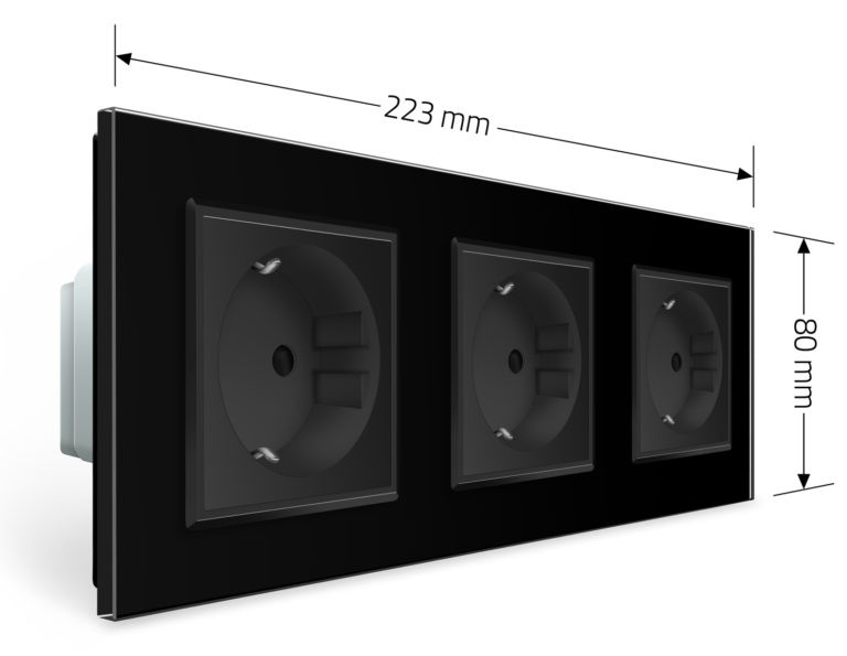 LIVOLO Потрійна електрична розетка з заземленням LIVOLO, чорна, скляна матова рамка, шторки, 25 Коломия - фото 5