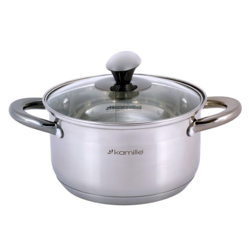 Каструля нержавіюча сталь 3л з кришкою порожнисті ручки 4922 KAMILLE Житомир - изображение 3