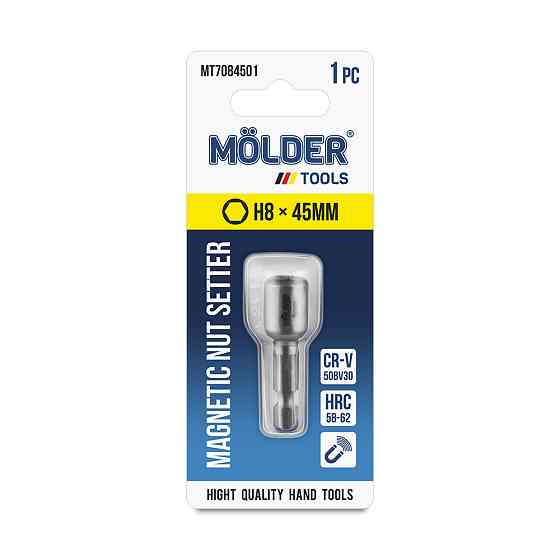 Біта магнітна Molder для покрівельних саморізів H8x45мм 1шт Львів