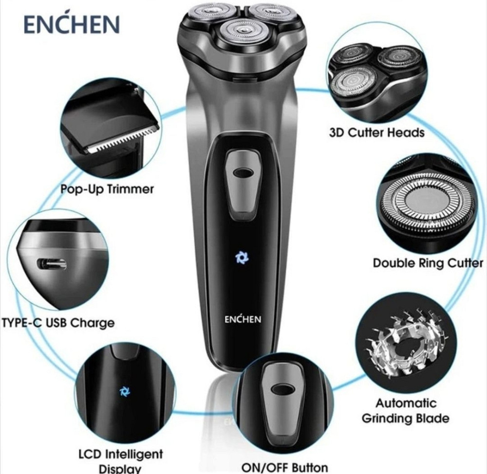 Бритва Xiaomi Enchen Black stone 3D Type C, Black Silver. Київ - фото 5