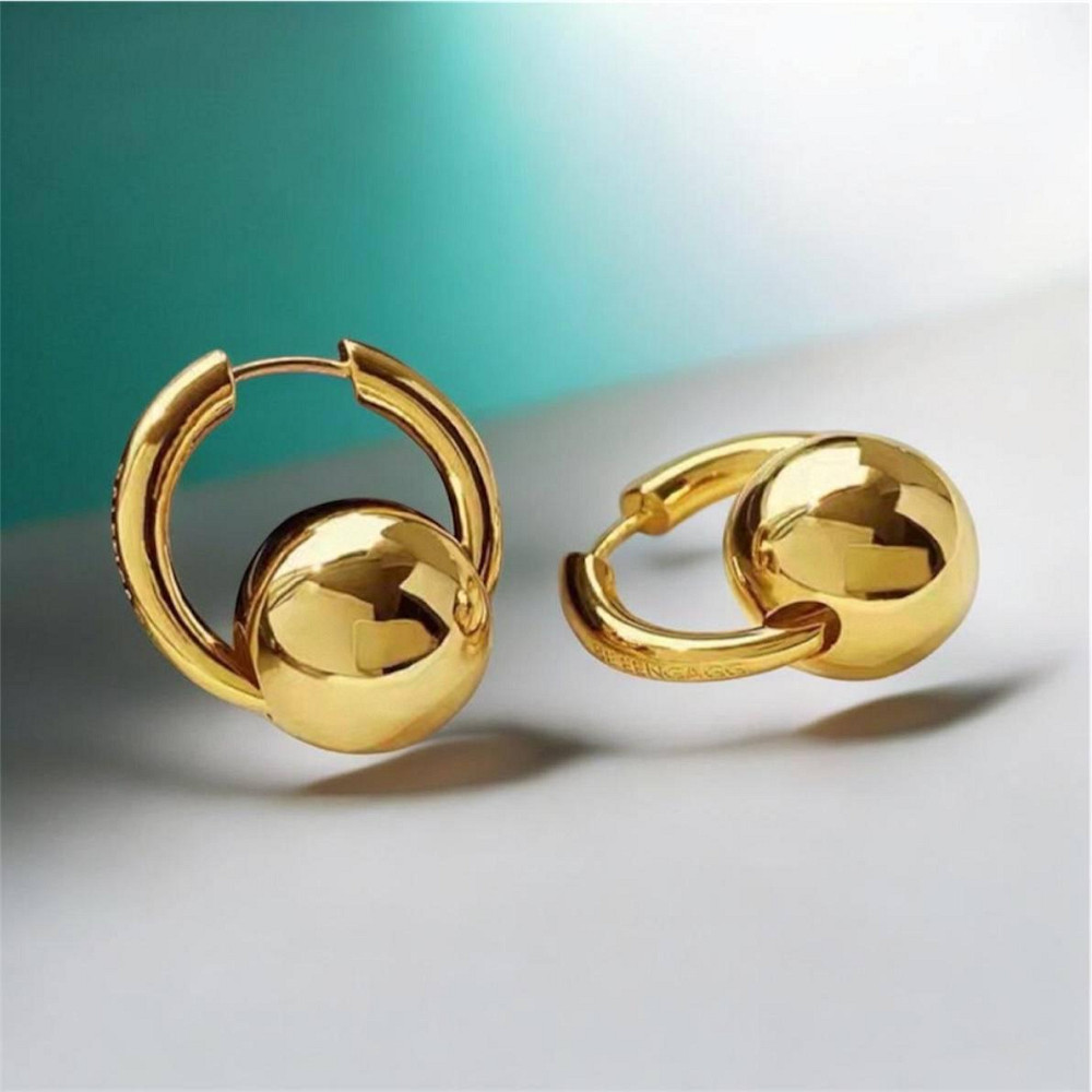Сережки Balenciaga кульки позолота 18K, сережки кільця трансформери, маленькі стильні сережки кільця Одеса - фото 9