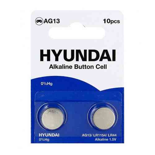 Батарейка таблетка 10шт AG13 LR1154 LR44 Hyundai, алкалайн Винница
