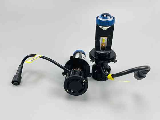 Світлодіодна лампа. (цоколь H4) (к-кт 2 шт) 12V-36V 80W set LED + лінза + чітка світлотінева межа, Мукачево