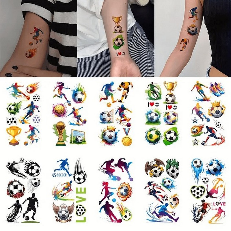 Набір дитячих тимчасових тату "Футбол №1" football-tattoo-mini-set- 10 штук по 12*7 см Вінниця - фото 1