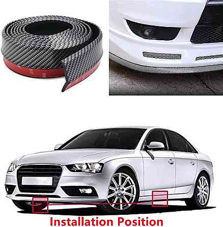 Гумовий спойлер BoYeeBo на бампер 2,5 м (вуглецеве волокно чорний) 250 x 5.5 см (Д x Ш) Дніпро