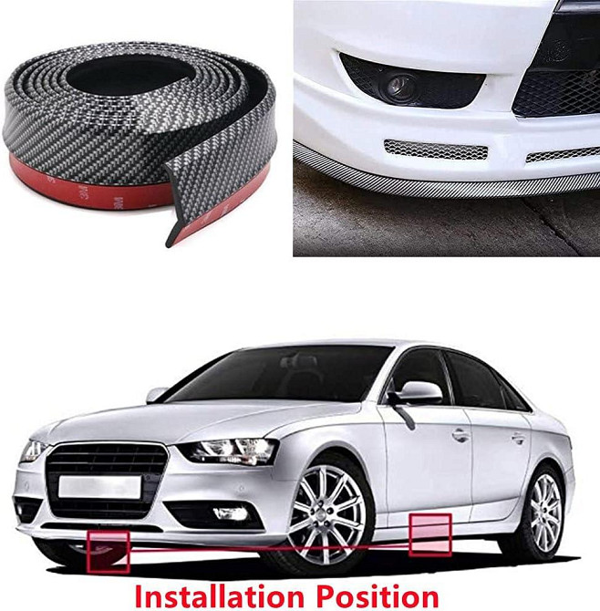 Гумовий спойлер BoYeeBo на бампер 2,5 м (вуглецеве волокно чорний) 250 x 5.5 см (Д x Ш) Дніпро - фото 3