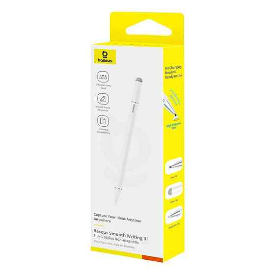 Стилус Baseus Smooth Writing III 3-in-1 Passive Stylus Non-magnetic Version Moon White Одеса