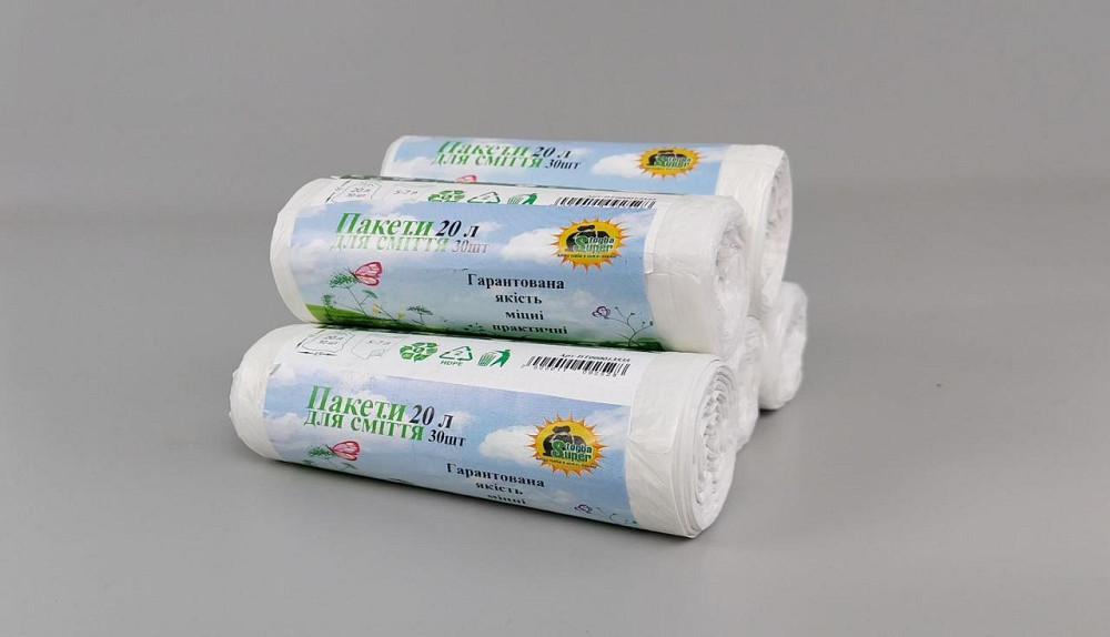 Мусорный пакет 20литров (30шт HD) Супер Торба белый (1 рул) Харьков - изображение 2