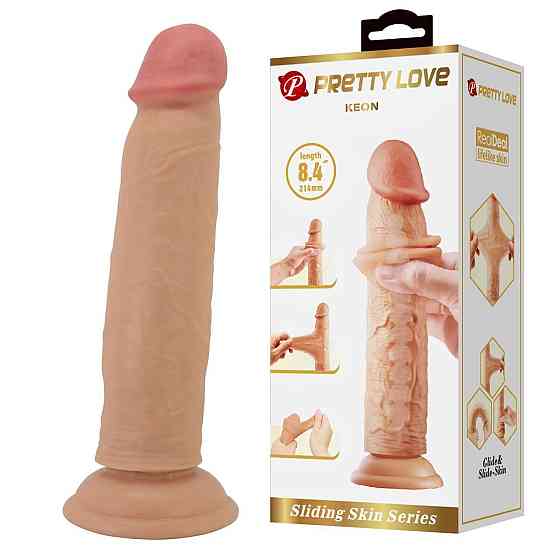Фаллоимитатор реалистик Pretty Love Keon с подвижной кожей, телесный, 21.4 х 4.4 см Sex Aura Киев