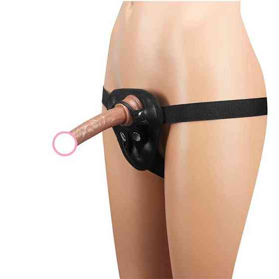 Набор: трусики для страпона, фаллоимитатор и кольца под разные фаллосы - Коричневый Винница