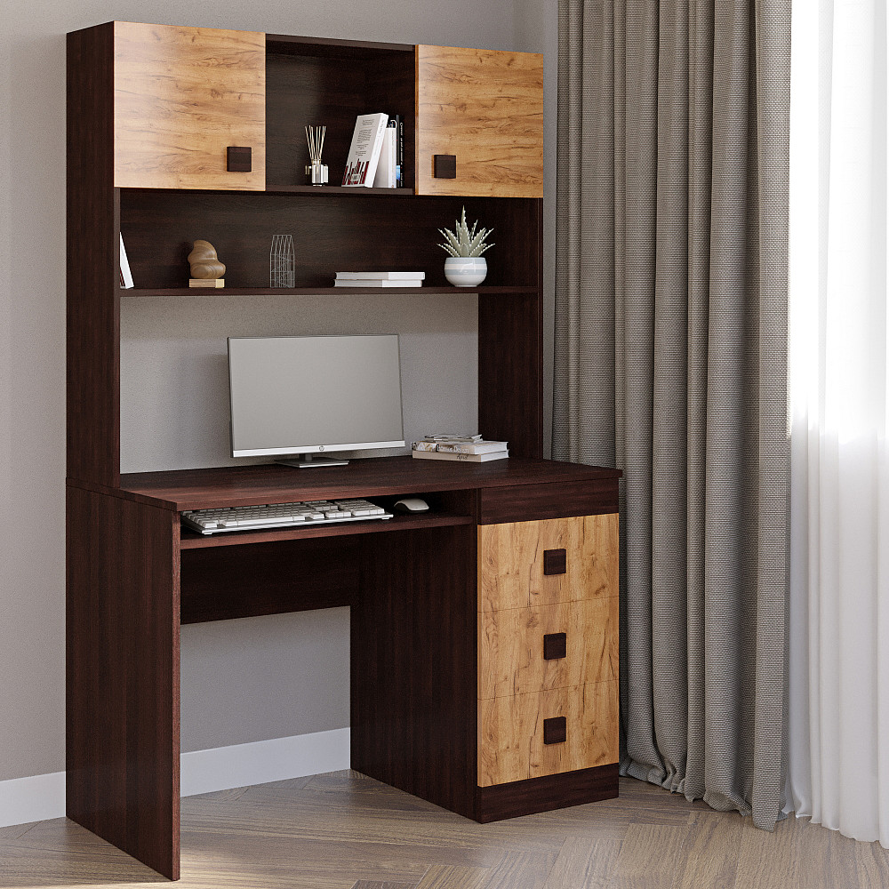 Письмовий стіл з надбудовою Еверест Соната венге темний + дуб крафт золотий (DTM-2627) Львів - фото 2