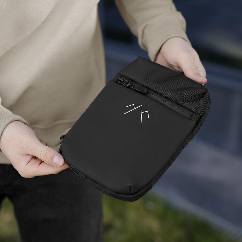 Мужская черная сумка с карманами с застежкой Pobedov Vertical Киев - изображение 2