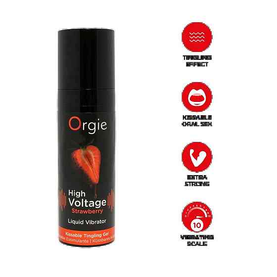 Рідкий вібратор Orgie High Voltage – Strawberry, 15 мл, ефект мурашок, дуже потужний, смак полуниці Sex Aura Київ